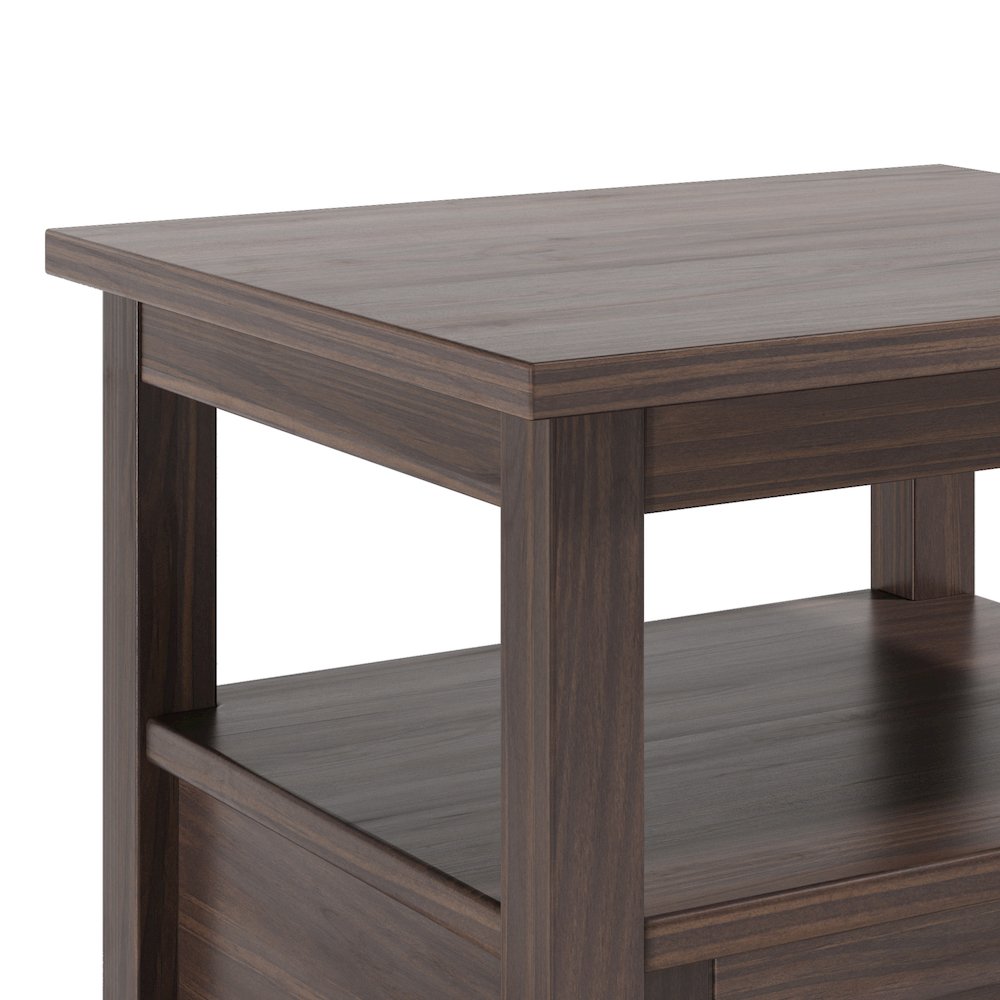 20 inch Solid Wood Transitional End Table in Warm Walnut Brown (Set of 2). Picture 2