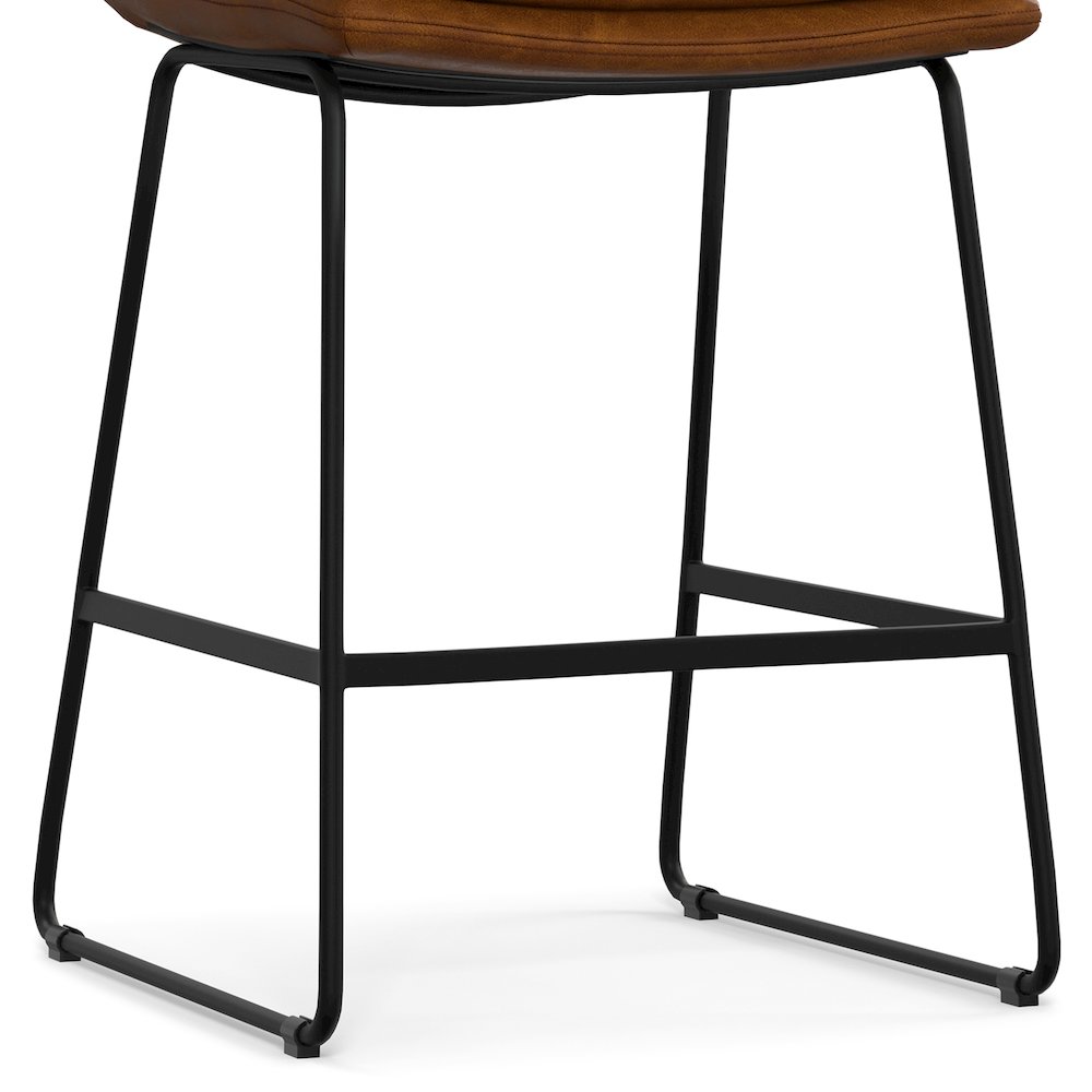 Modern Counter Height Stool (Set Of 2) In Camel Brown Vegan Faux Leather. Picture 4