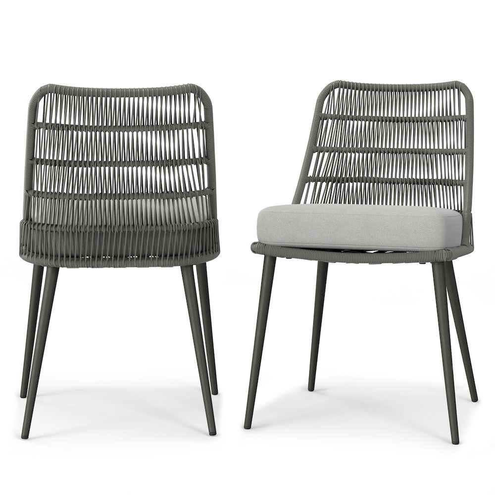 Beachside Outdoor Dining Chair (Set Of 2) In Grey Polyester Fabric. Picture 1