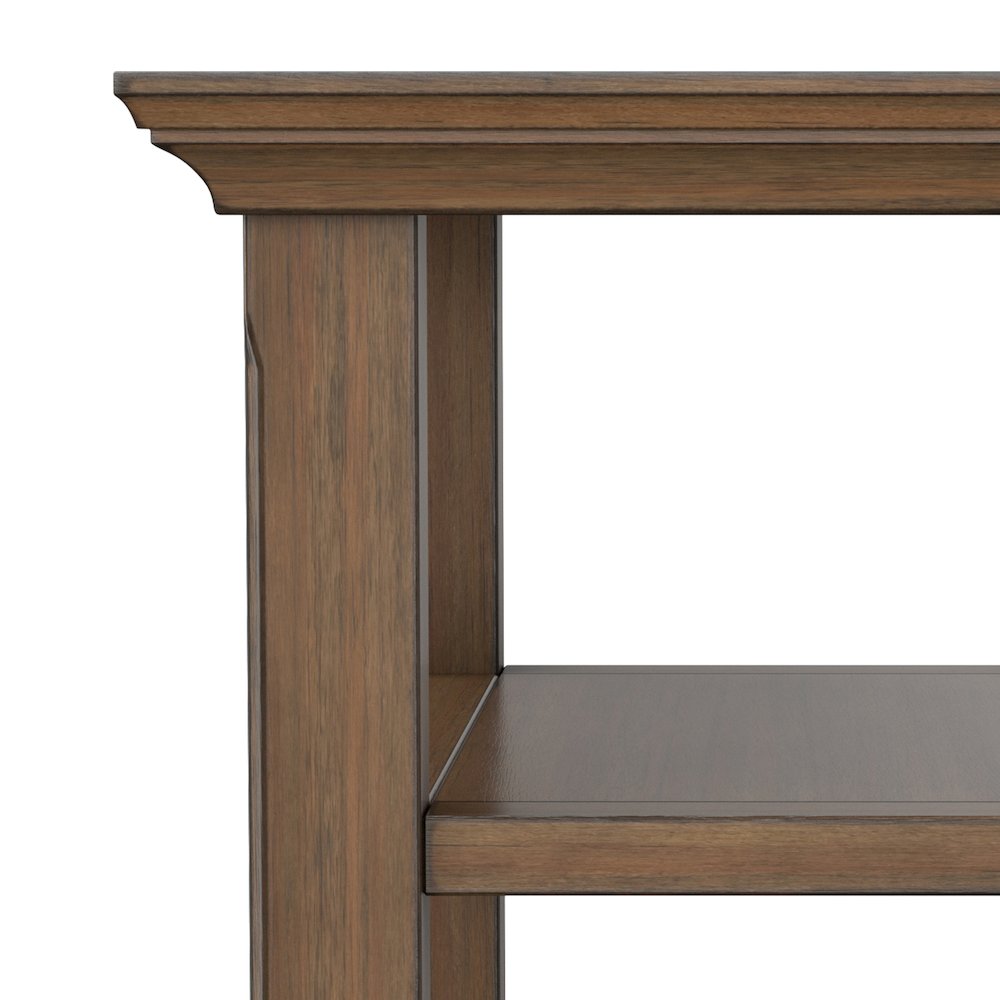 14 Wide Solid Wood Transitional Narrow Side Table in Rustic Natural Aged Brown. Picture 6