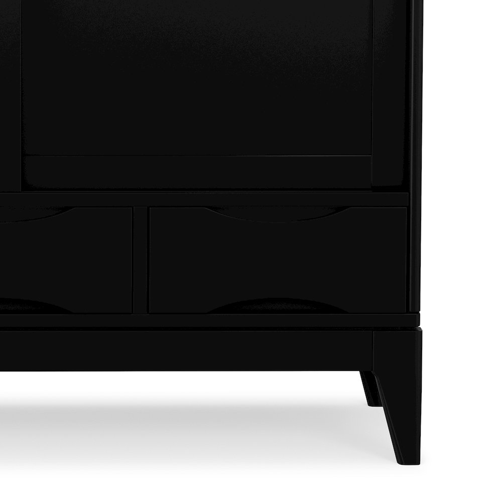 48 inch Wide Solid Hardwood Mid-Century Modern Medium Storage Cabinet in Black. Picture 3