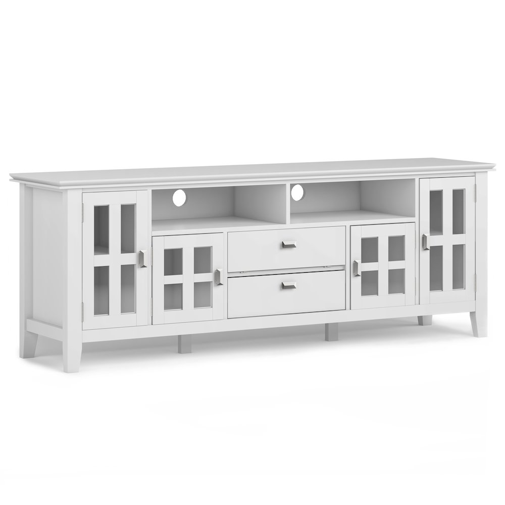 Artisan Solid Wood 72 Inch Tv Media Stand In White For Tvs Up To 80 Inches. Picture 1