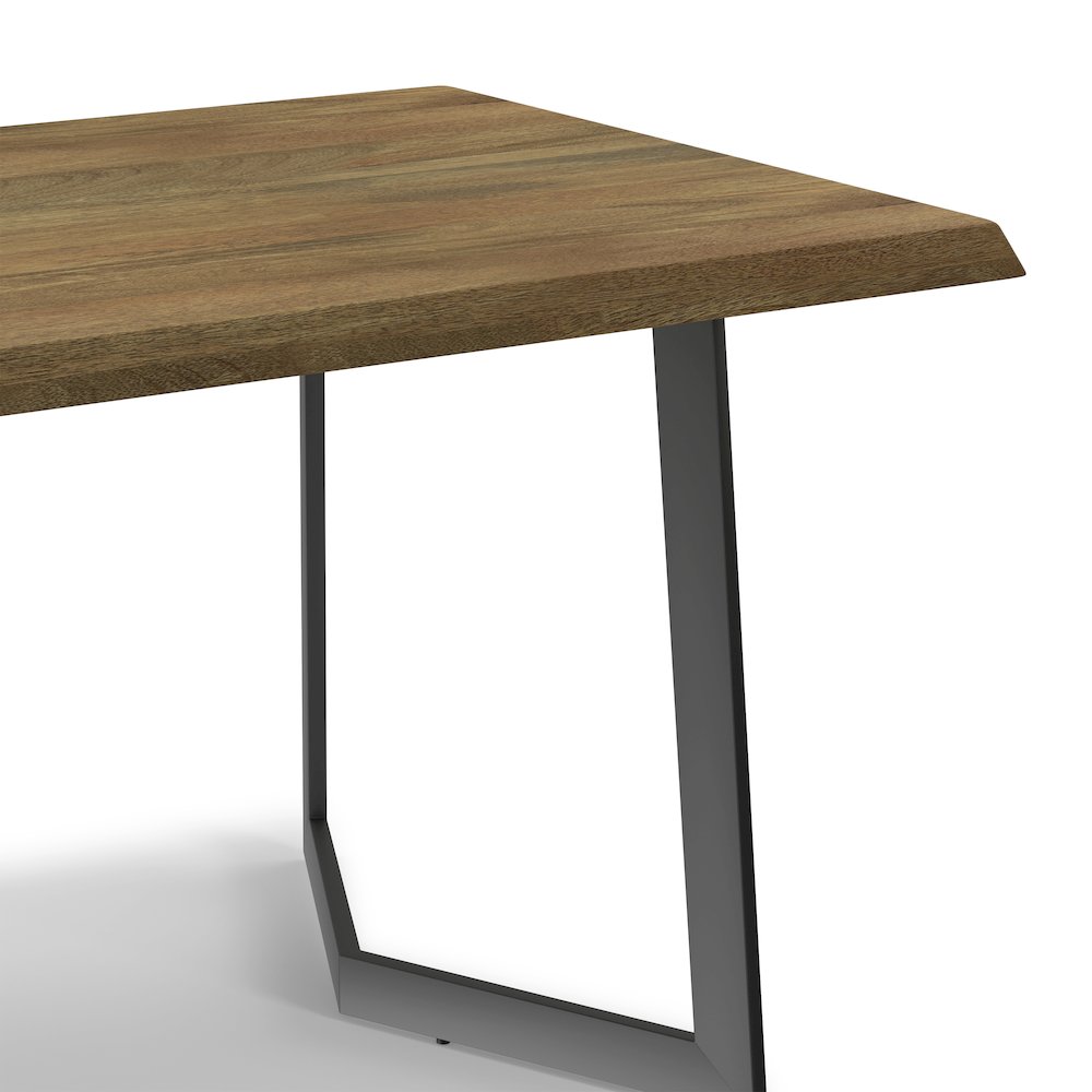Watkins Solid Mango Wood Dining Table With Inverted Metal Base In Light Brown. Picture 10