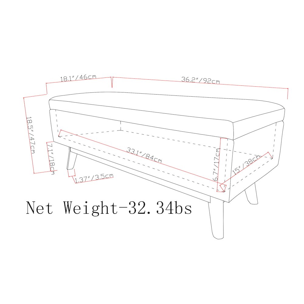 Rectangular Storage Ottoman In Distressed Grey Taupe Vegan Faux Leather. Picture 6
