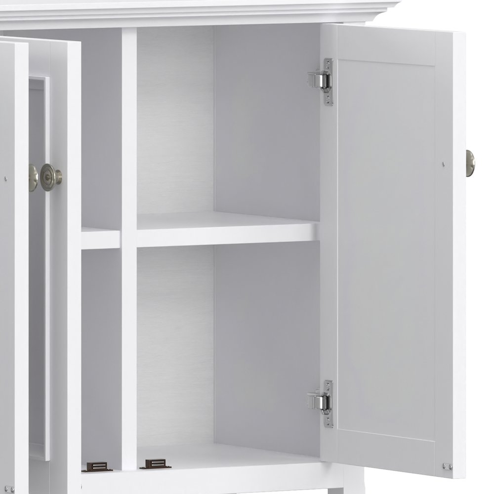 Amherst 66 inch Wide Solid Wood Transitional 4 Door Storage Cabinet in White. Picture 4