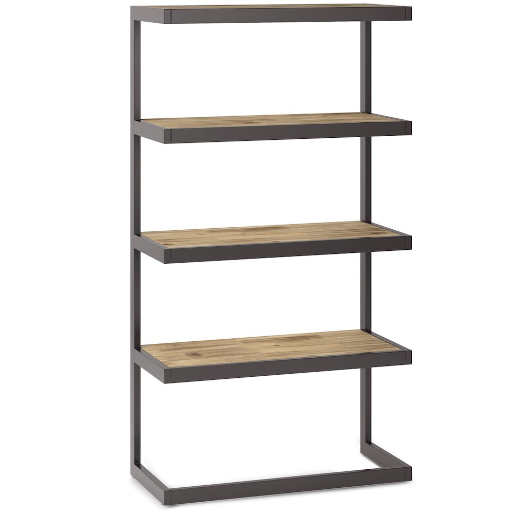Erina SOLID ACACIA WOOD Bookcase in Distressed Golden Wheat. Picture 1