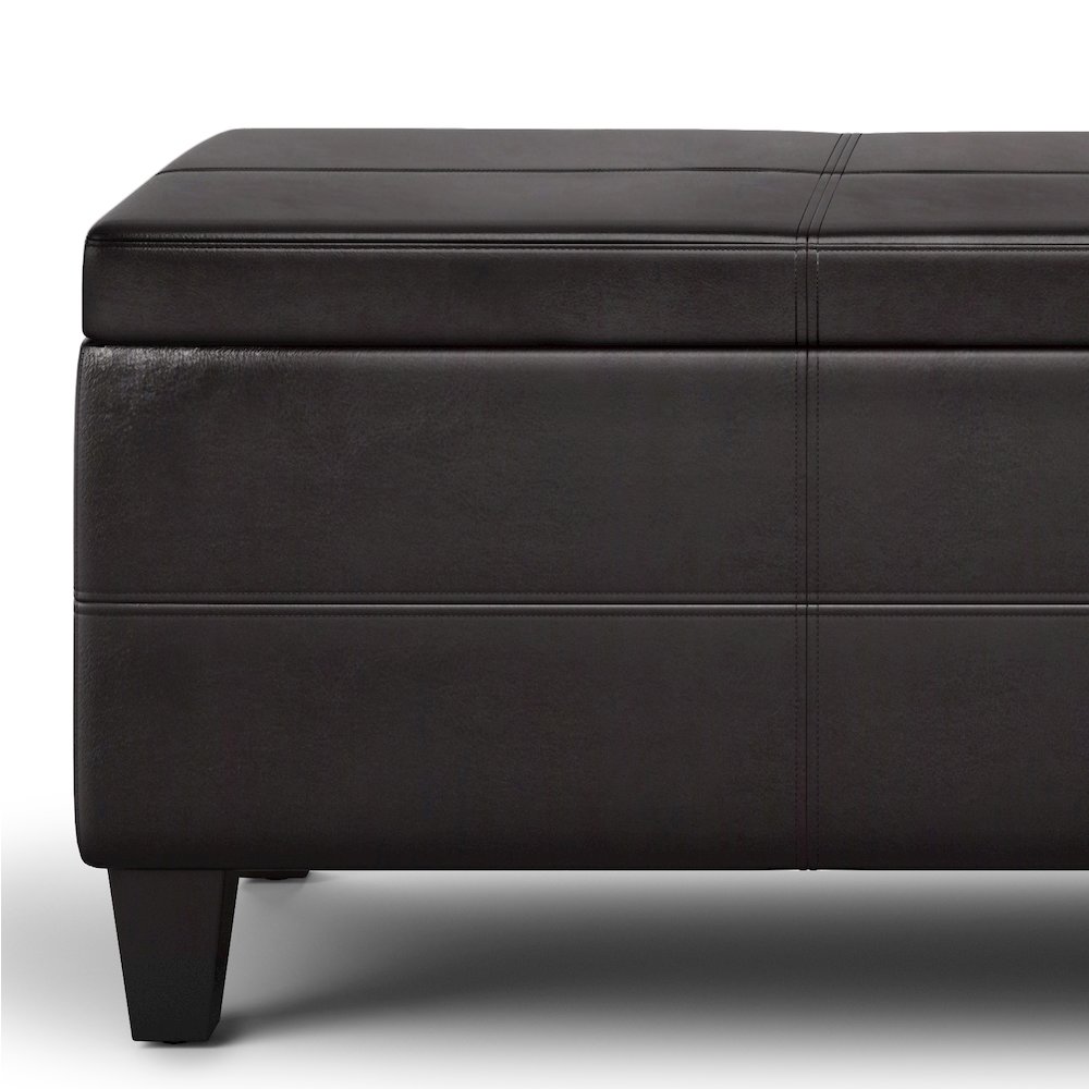 Avalon Lift Top Rectangular Storage Ottoman In Tanners Brown Vegan Faux Leather. Picture 4