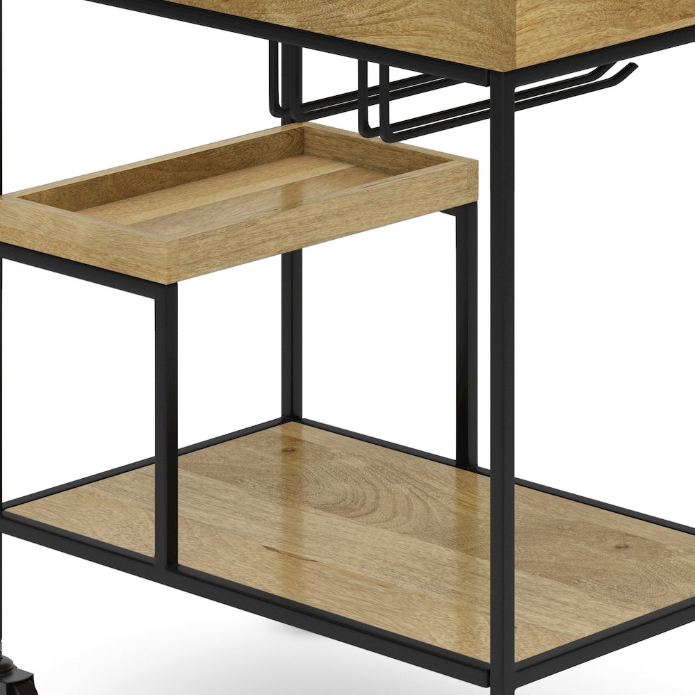 Barnes Solid Mango Wood 29 Inch Bar Cart In Natural. Picture 3