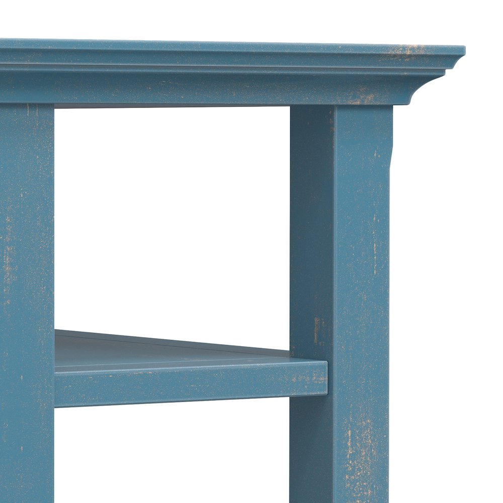14 Wide Solid Wood Transitional Narrow Side Table in Distressed Coastal Blue. Picture 3
