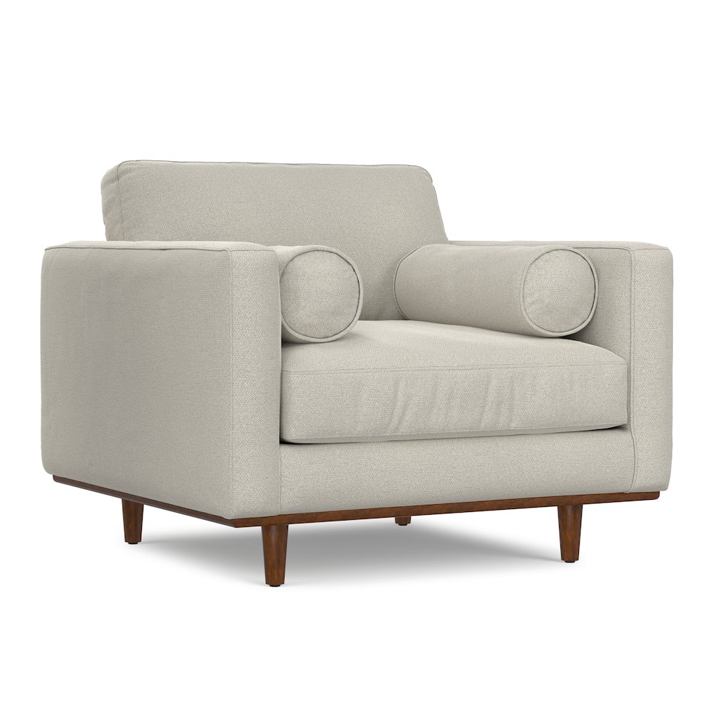 Morrison 42 inch Wide Mid-Century Modern Arm Chair in Cream White. Picture 1