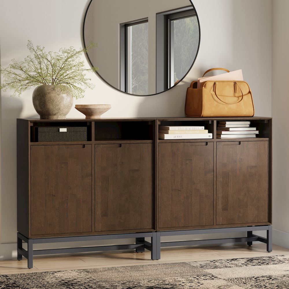 Banting Solid Wood 36 Inch Storage Cabinet In Walnut Brown (Set Of 2). Picture 7