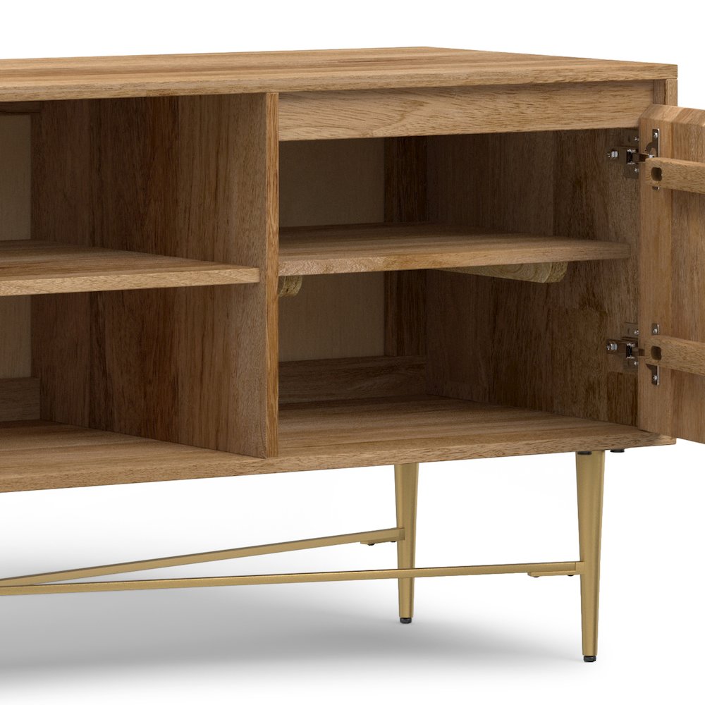 Fallon SOLID MANGO WOOD TV Media Stand in Natural For TVs up to 65 inches. Picture 9
