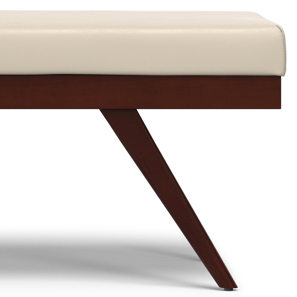 Chanelle SOLID HARDWOOD Mid Century Ottoman Bench in Satin Cream. Picture 7
