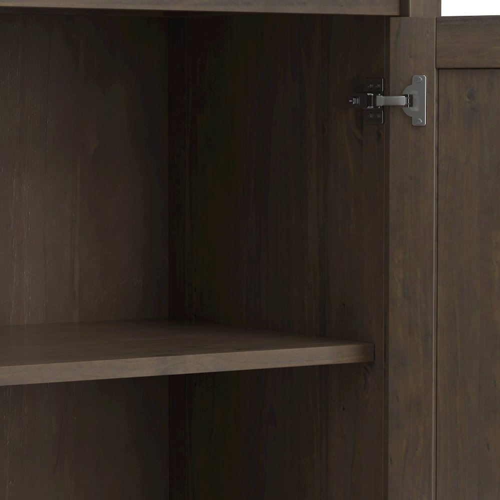 Ela Solid Wood Wide Storage Cabinet In Smoky Brown. Picture 4