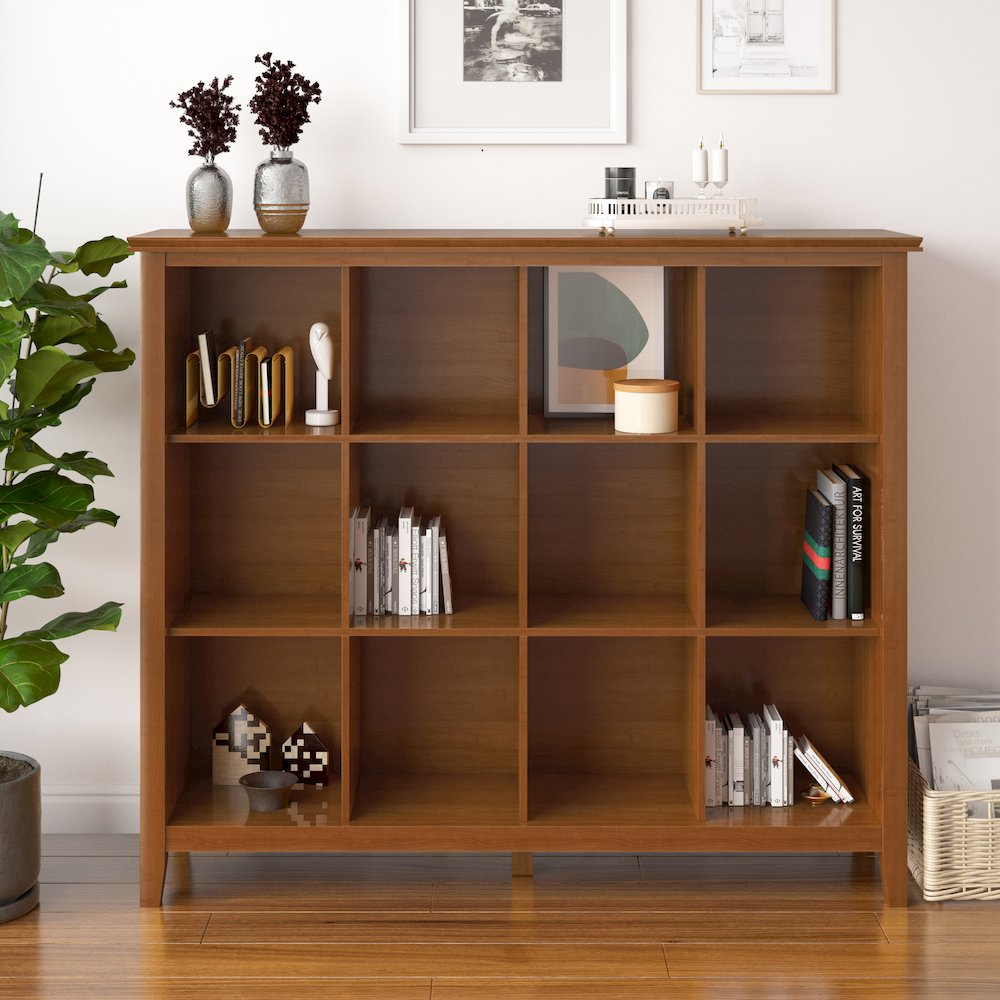 Artisan Solid Wood 12 Cube Storage In Honey Brown. Picture 5