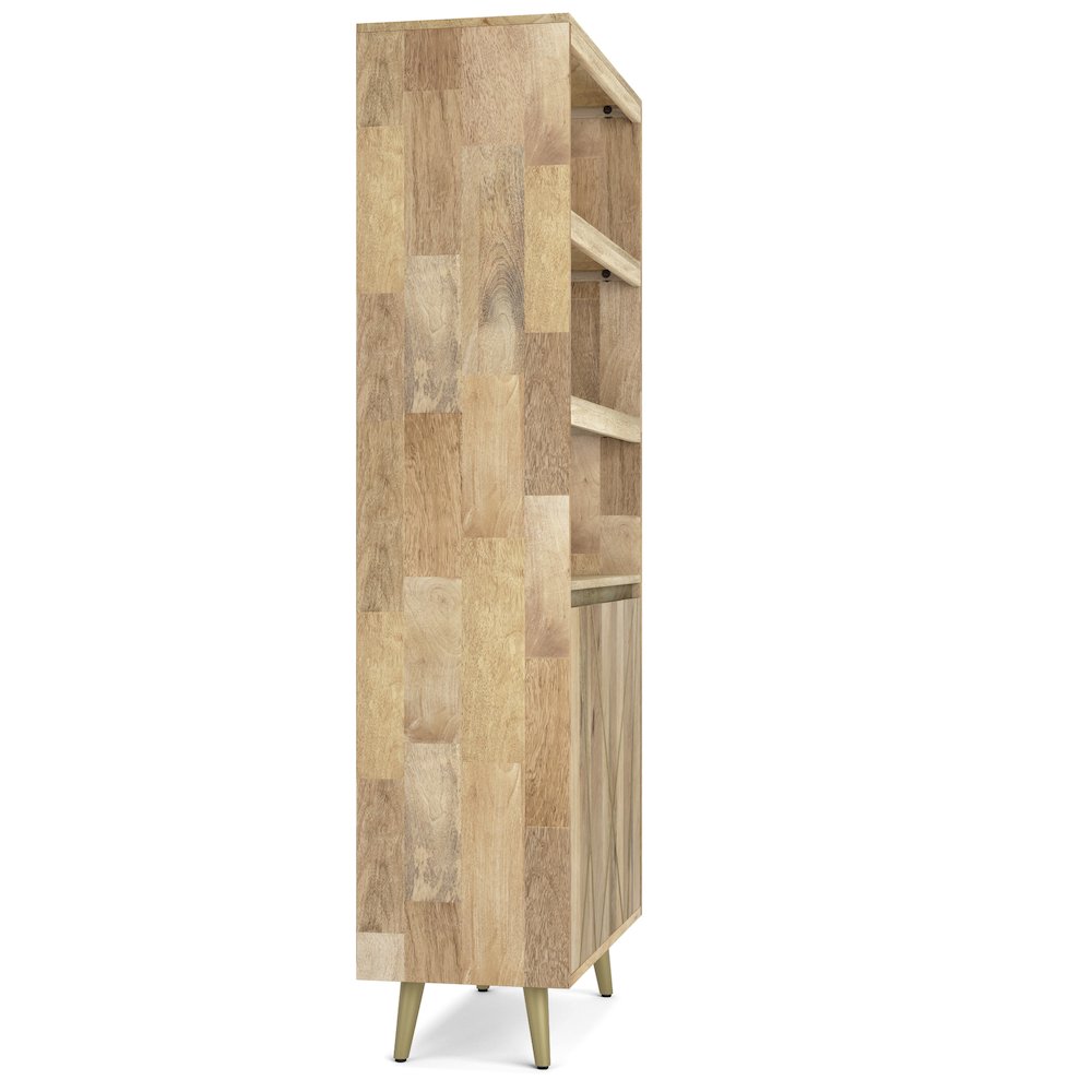 Jager Solid Mango Wood Bookshelf With Doors In Natural. Picture 3