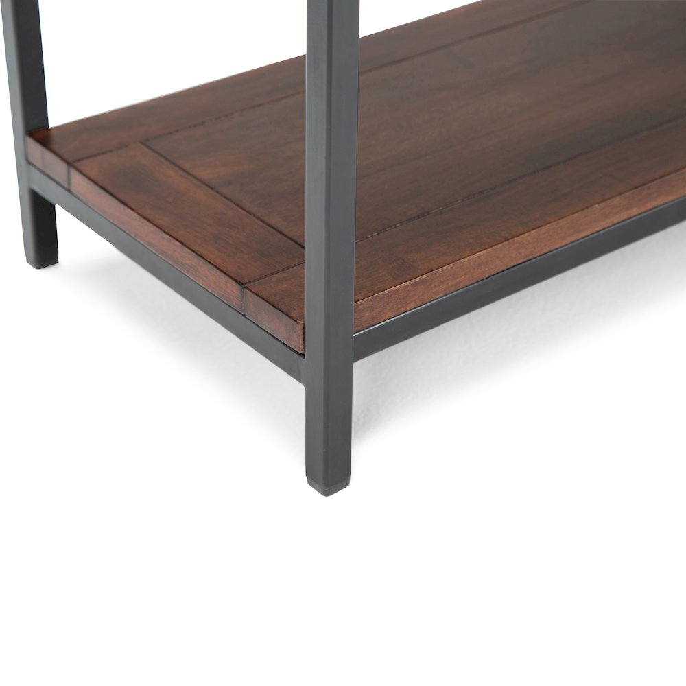 Skyler Solid Mango Wood Console Sofa Table In Dark Cognac Brown. Picture 3