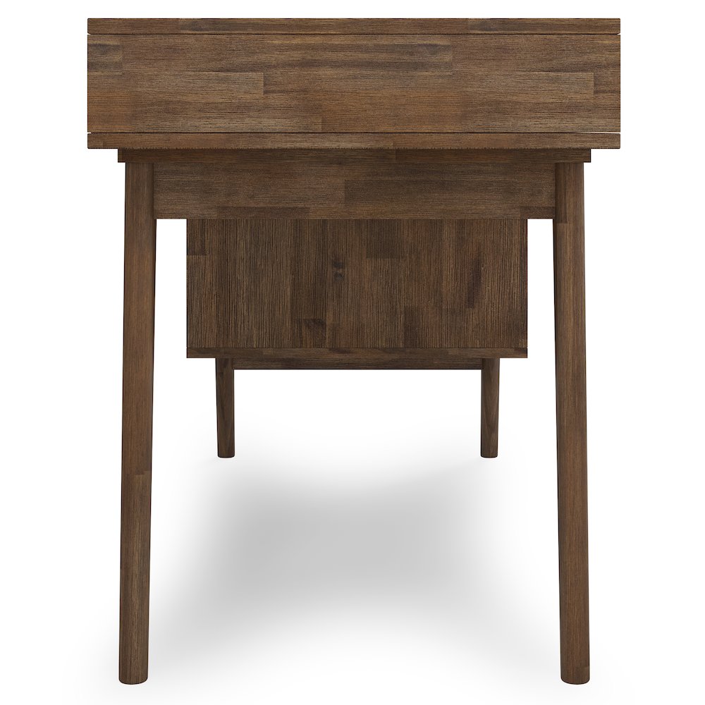 Clarkson Solid Acacia Wood Desk With Side Drawers In Rustic Natural Aged Brown. Picture 3