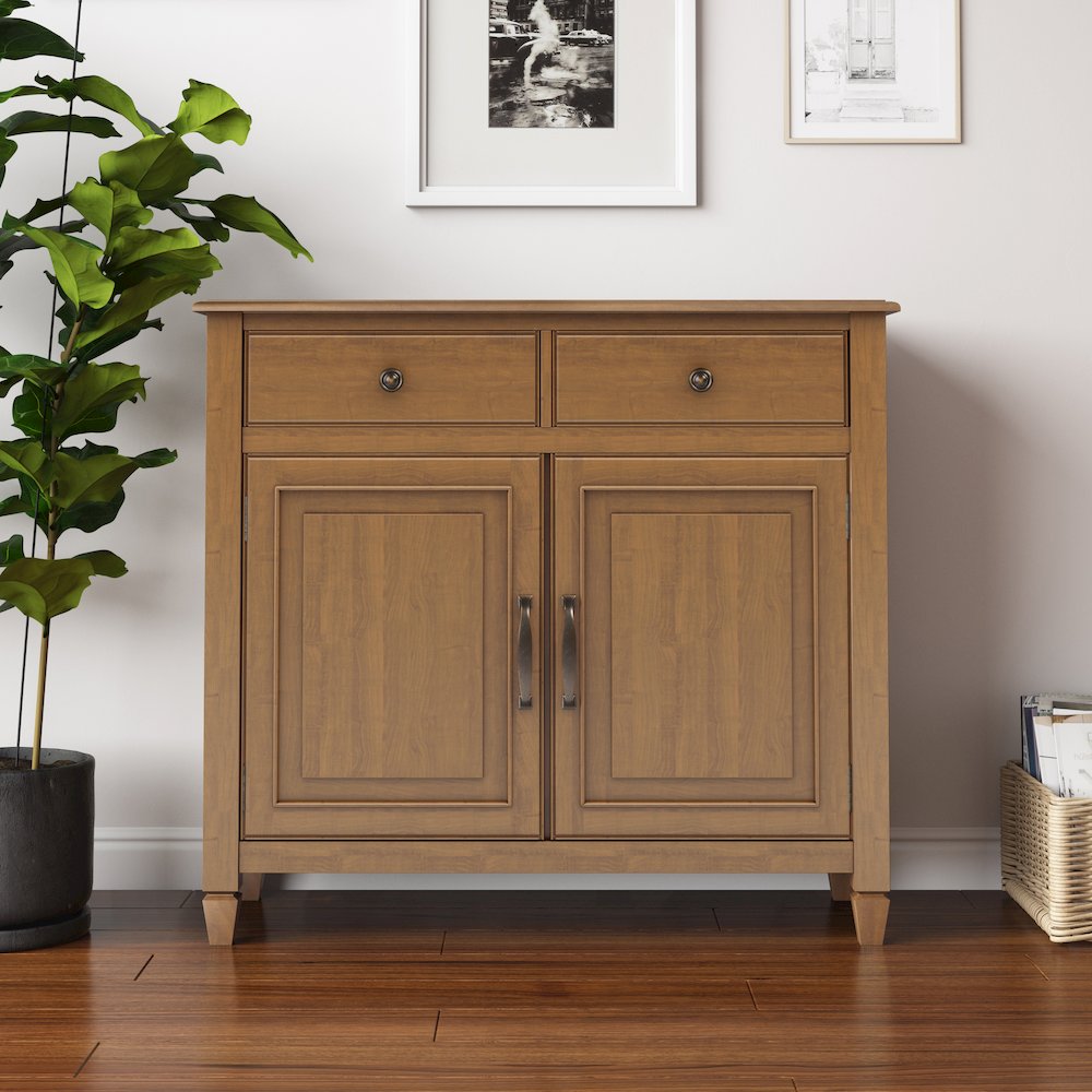 Connaught Solid Wood Entryway Storage Cabinet In Light Golden Brown. Picture 5