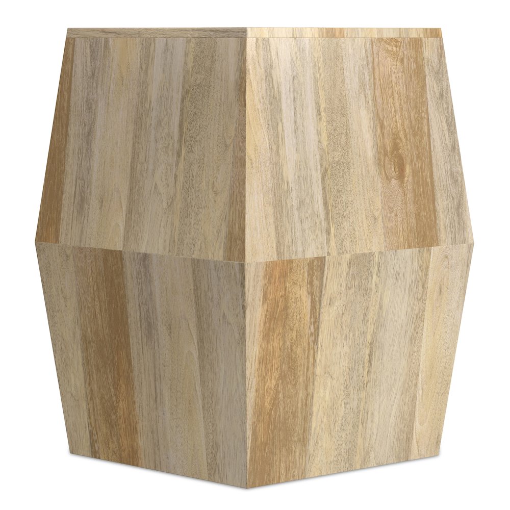 Solid Mango Wood 16 Inch Wide Irregular Contemporary Side Table In Natural. Picture 2