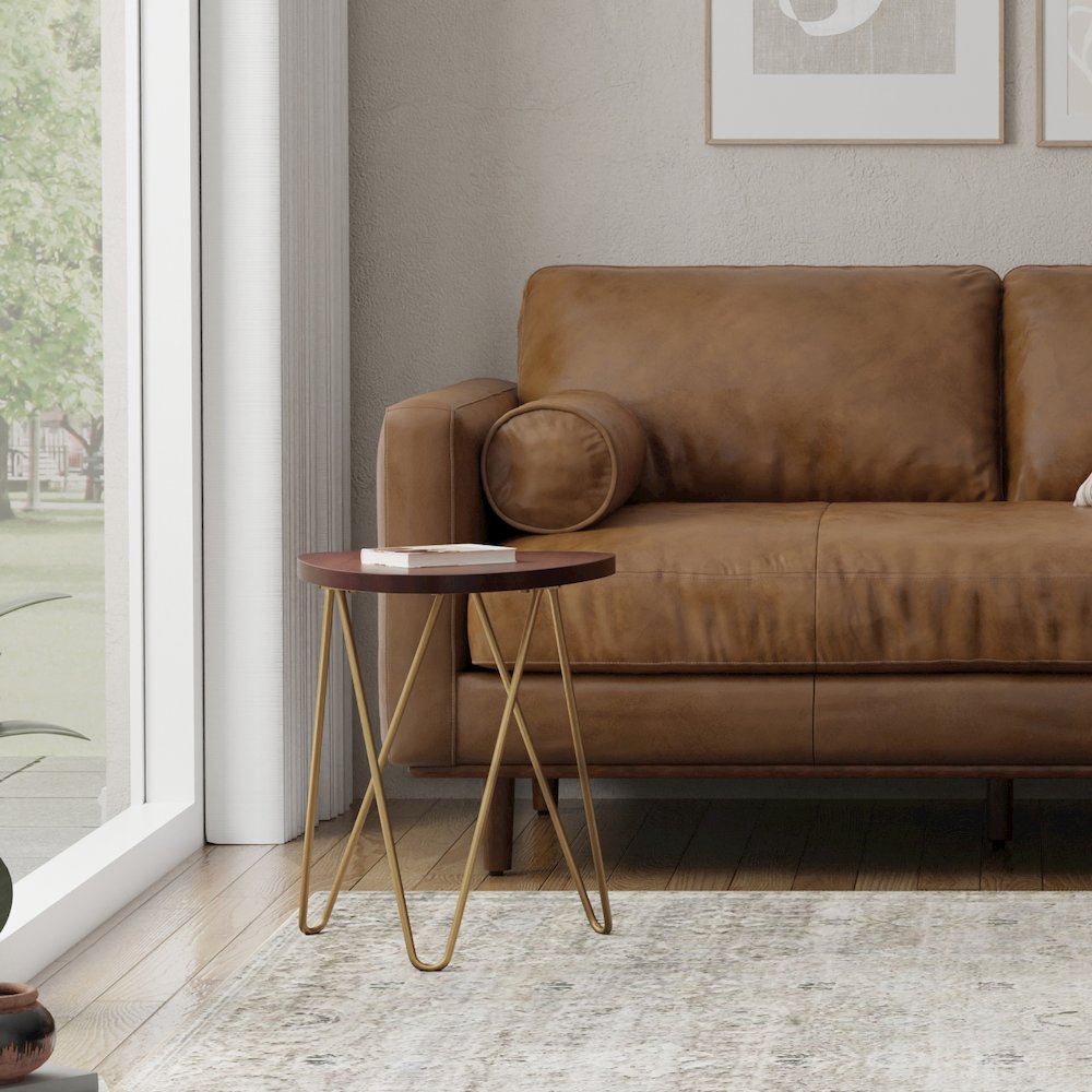 Patrice Metal And Wood Accent Table In Dark Brown. Picture 5