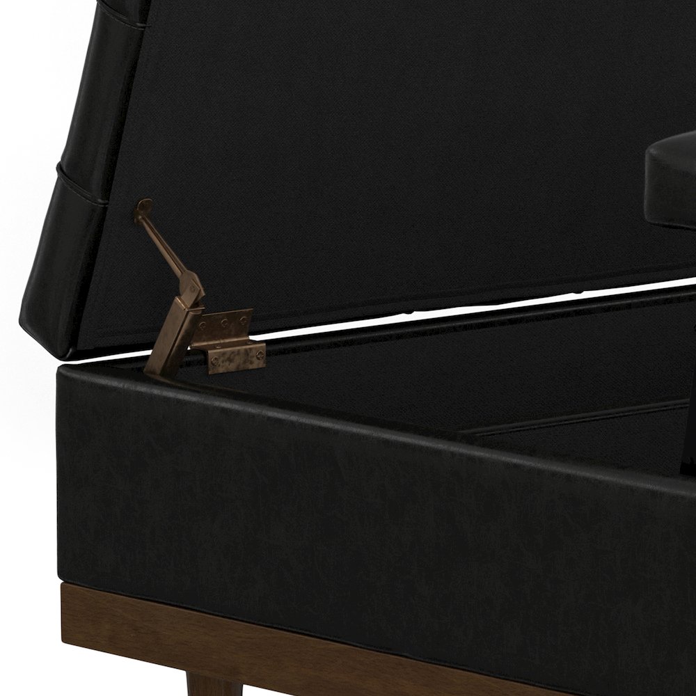 Mariah Lift Top Table Storage Ottoman in Midnight Black PU Black faux leather. Picture 10