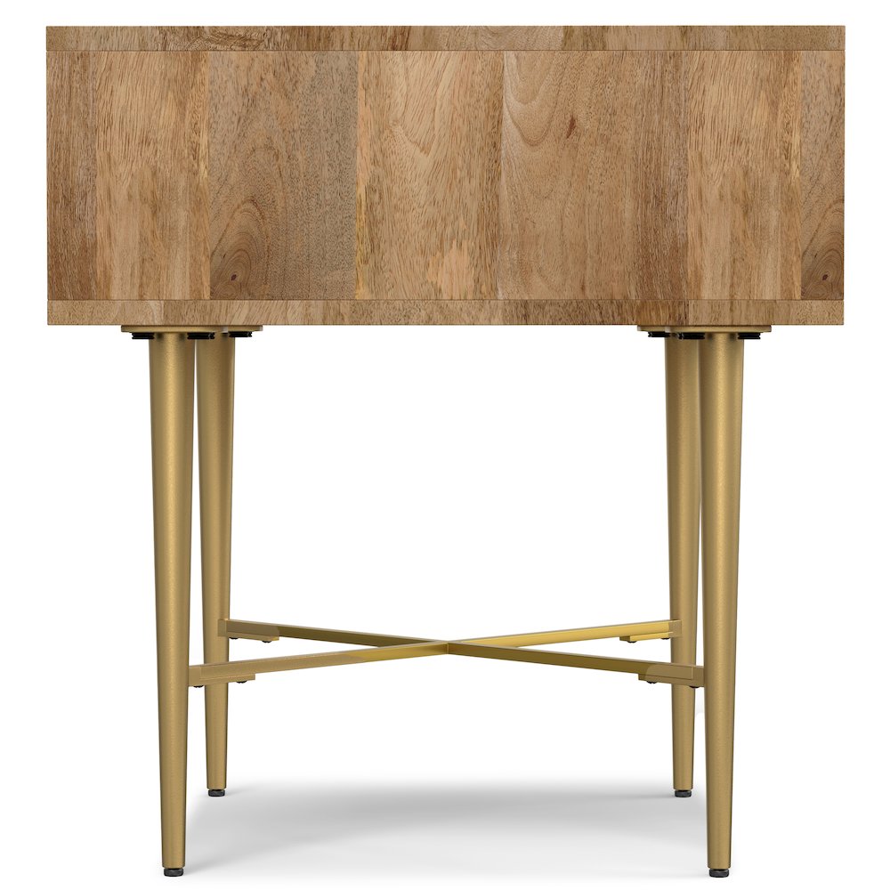 Fallon SOLID MANGO WOOD End Table with Drawer in Natural. Picture 2