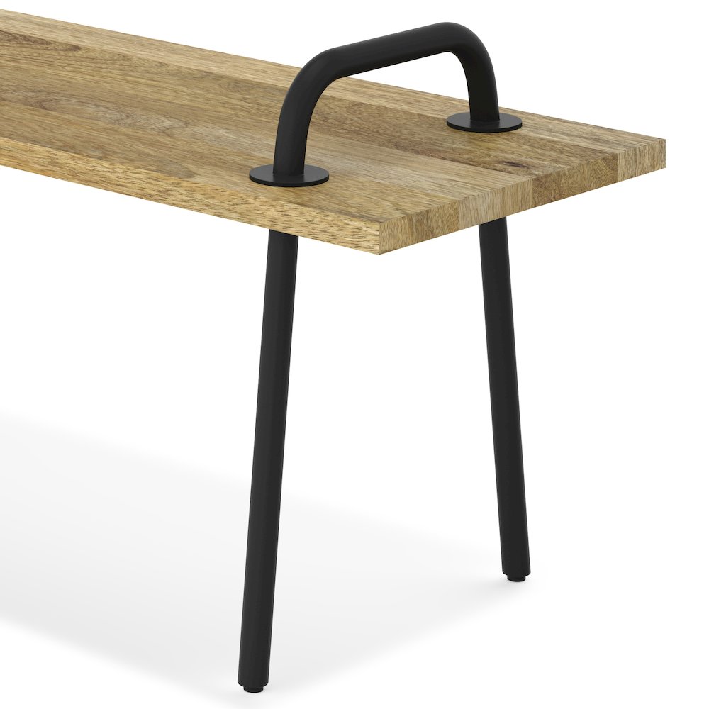 Berkeley Solid Mango Wood Small Entryway Bench In Natural. Picture 4