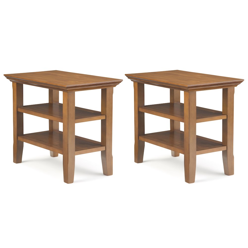 14 inch Transitional Narrow Side Table in Light Golden Brown (Set of 2). Picture 1