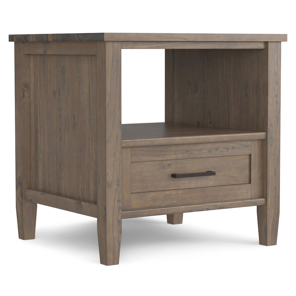 Ela Solid Wood End Table In Smoky Brown. Picture 1