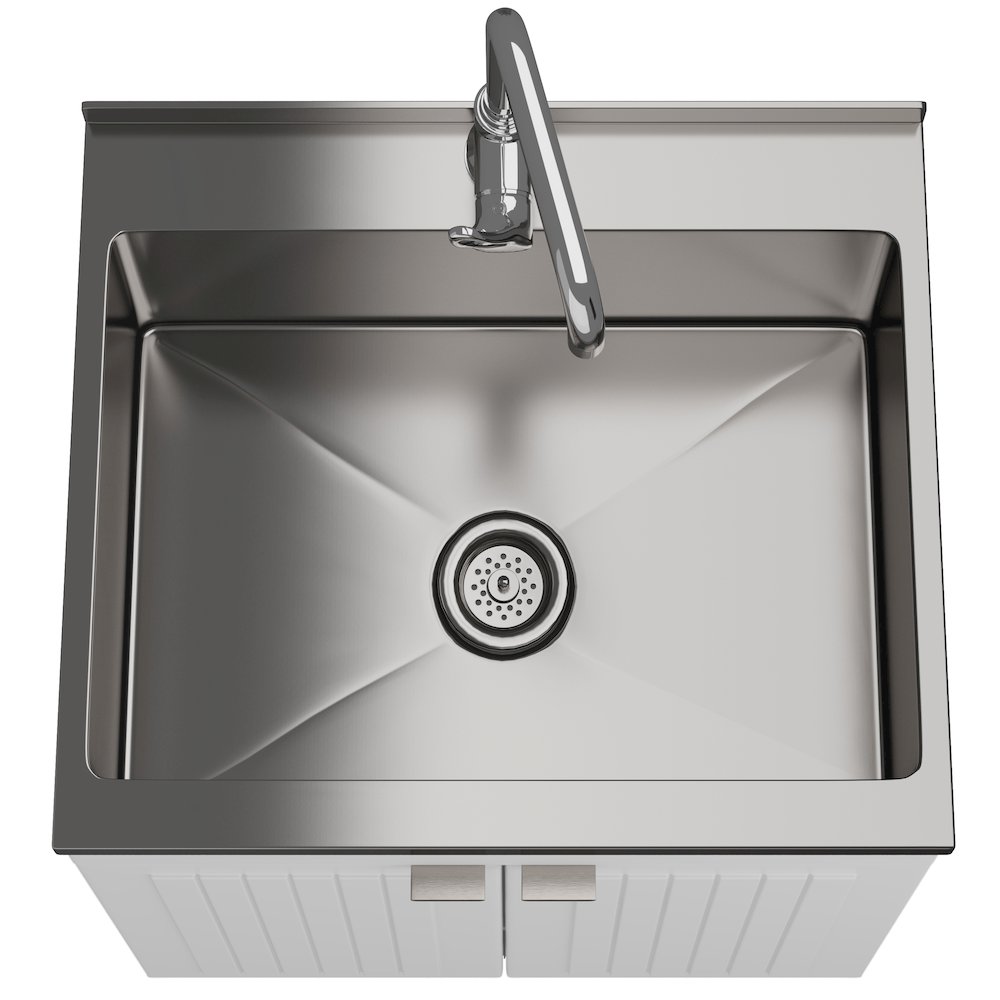 Murphy 24 Inch Laundry Cabinet With Faucet And Stainless Steel Sink In White. Picture 2
