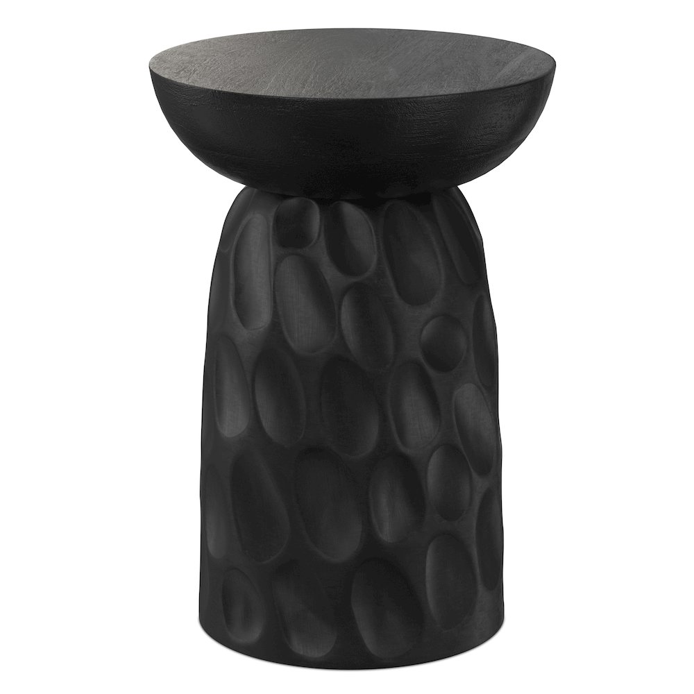 Boyd 13 inch Wide Solid Mango Contemporary V-Chisel Accent Table in Black. Picture 1