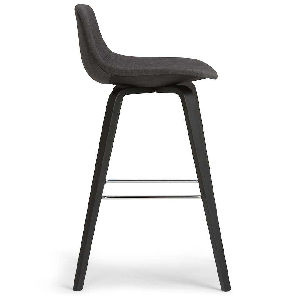 Counter Height Stool (Set Of 2) In Charcoal Grey, Black Linen Look Fabric. Picture 4
