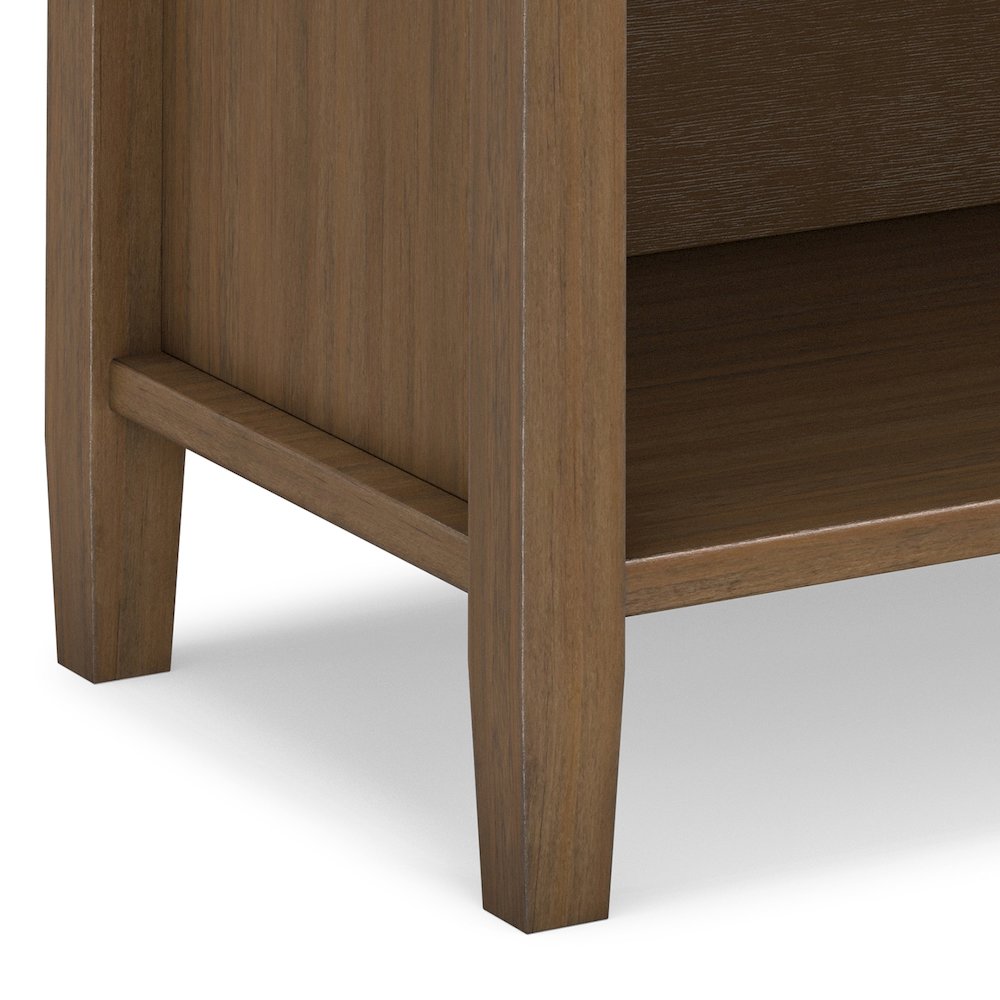 Solid Wood 24 inch Wide Transitional Nightstand in Rustic Natural Aged Brown. Picture 5