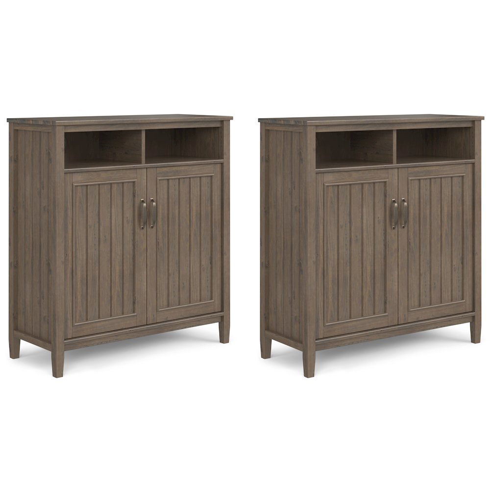 Lev Solid Wood 39 Inch Storage Cabinet In Smoky Brown (Set Of 2). Picture 1