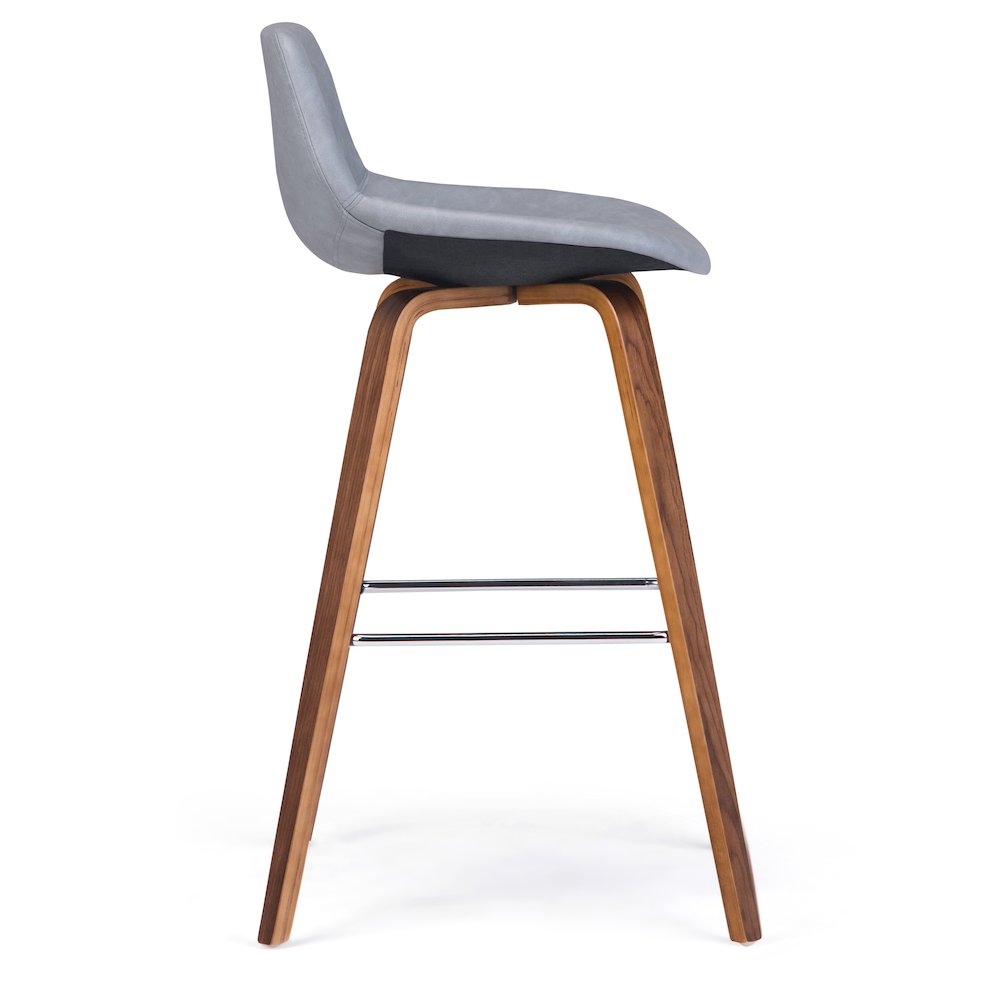 Bentwood Counter Height Stool (Set Of 2) In Stone Grey Vegan Faux Leather. Picture 4