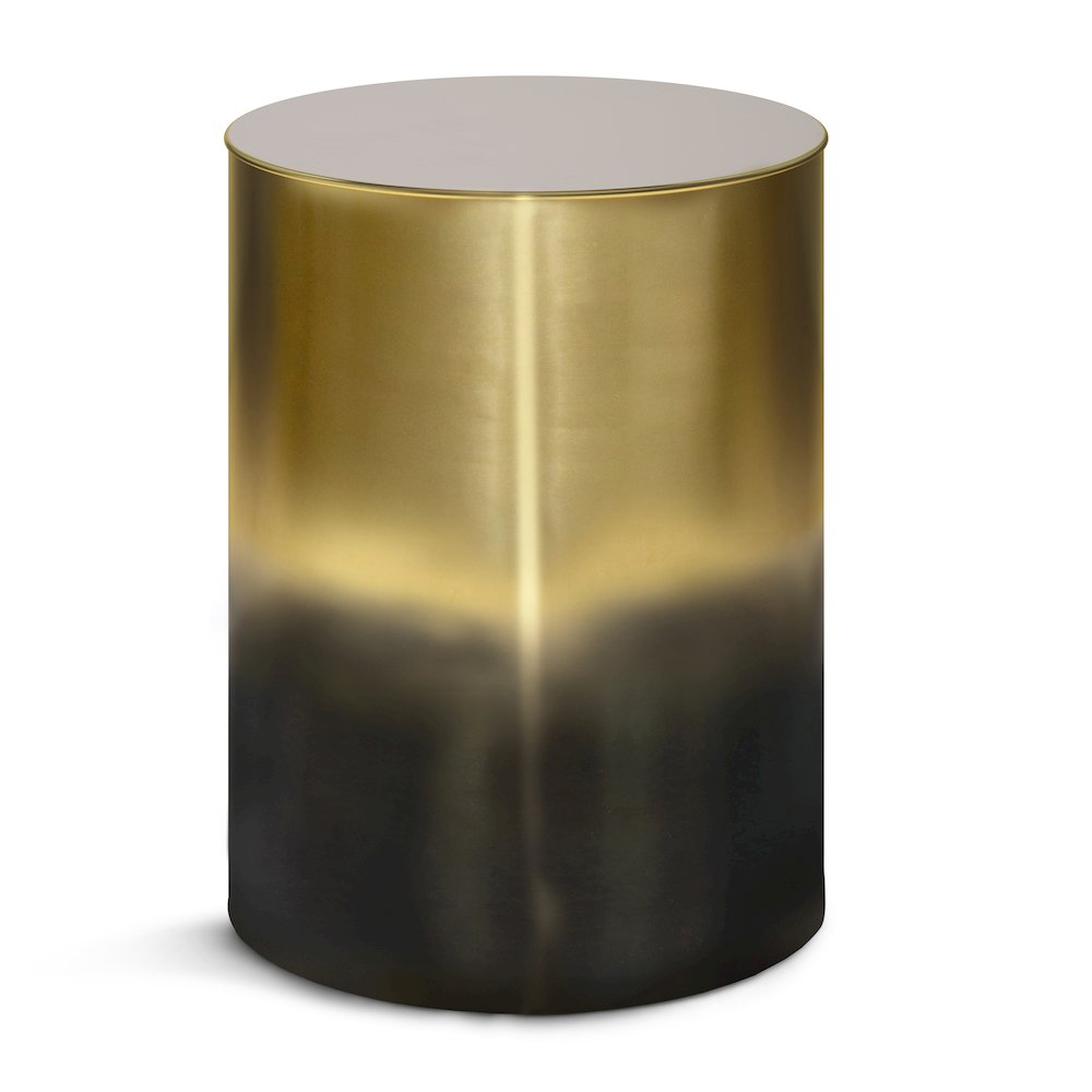 Curtis Metal Cylinder Accent Table In Ombre Black/ Gold. Picture 1