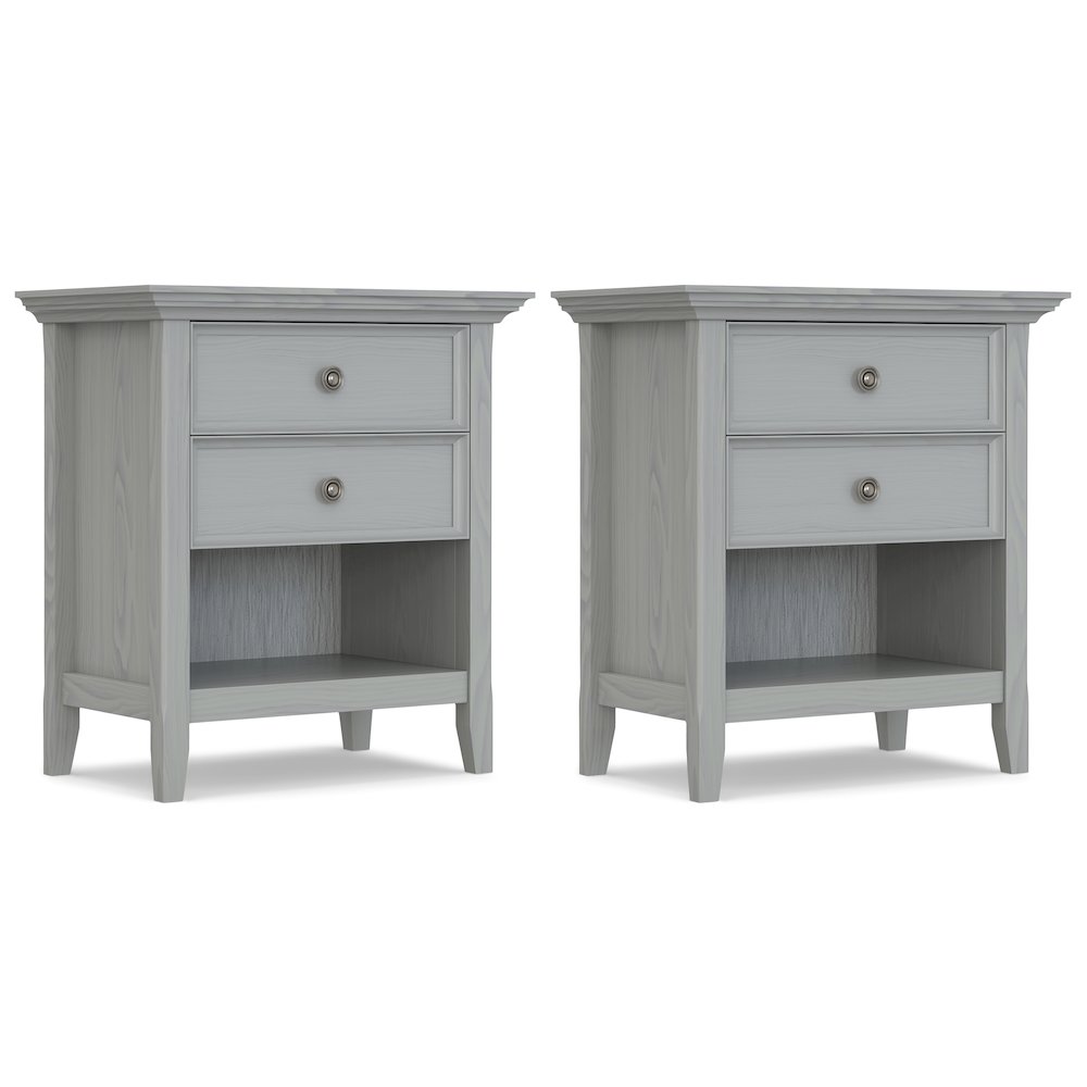 Amherst 24 inch Solid Wood Traditional Bedside Table in Fog Grey (Set of 2). Picture 1