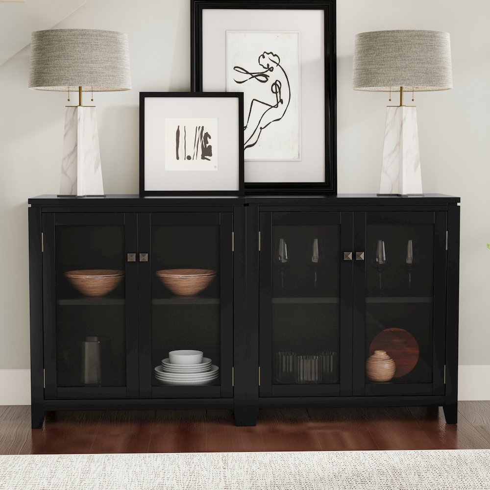 Cosmopolitan Solid Wood 30 Inch Storage Cabinet In Black (Set Of 2). Picture 6