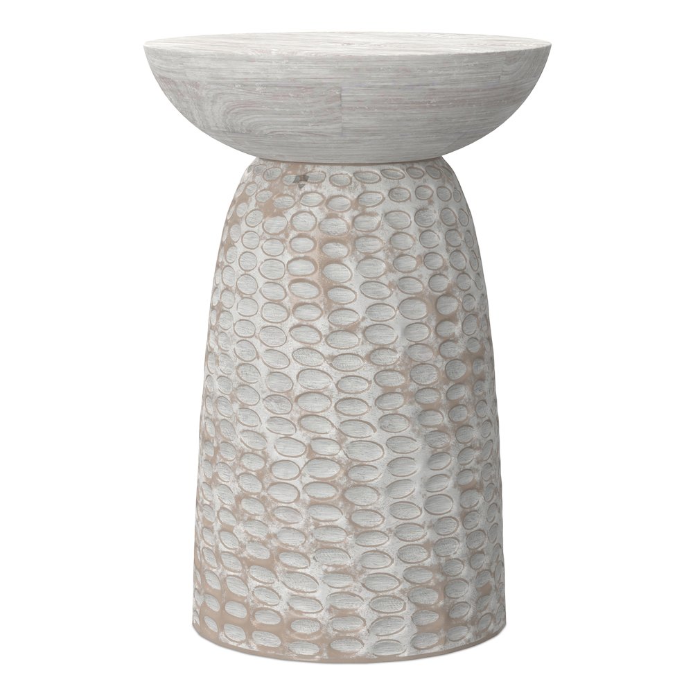 Boyd 16 inch Wide Solid Mango Contemporary Tall Accent Table in White Wash. Picture 4