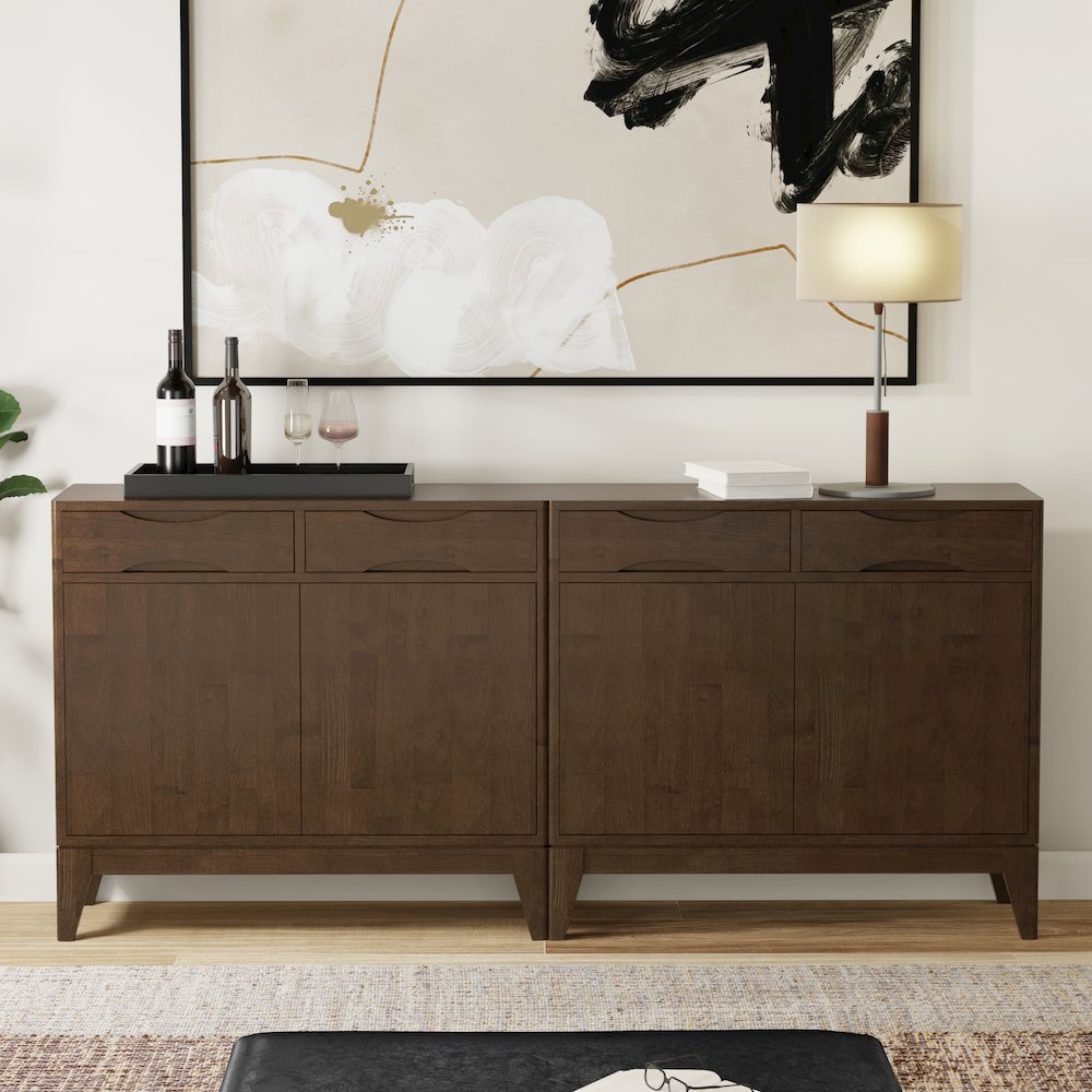 Harper Solid Wood 40 Inch Storage Cabinet In Walnut Brown (Set Of 2). Picture 7