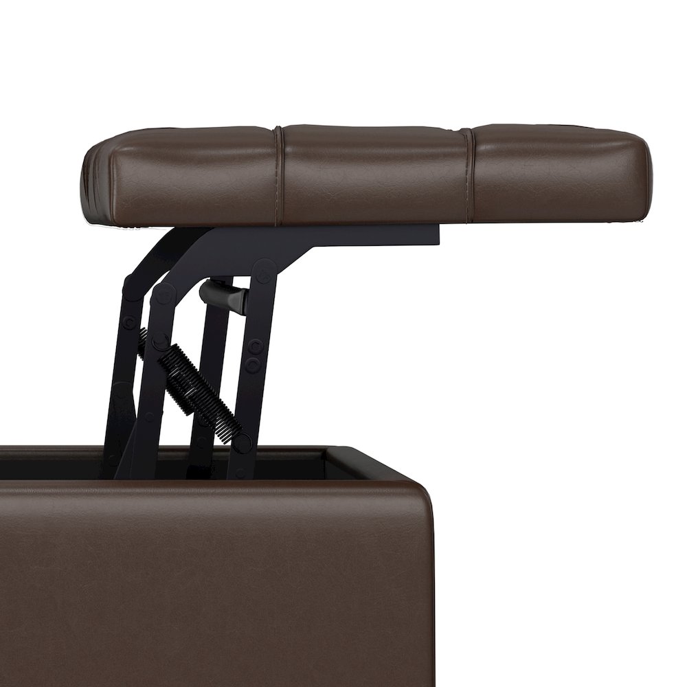 Harrison Small Square Coffee Table Storage Ottoman in Chocolate Brown. Picture 13