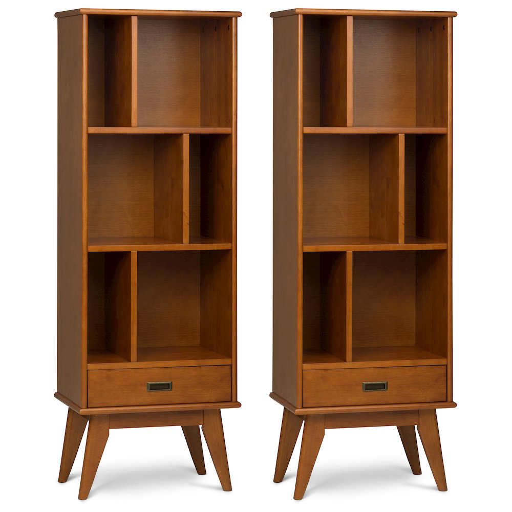Draper 22 inch Solid Wood 6 Cubbie Bookcase in Teak Brown (Set of 2). Picture 1