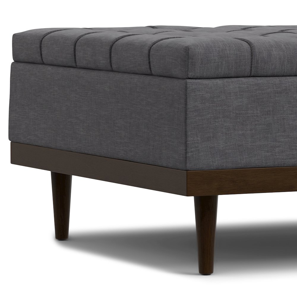 Mariah Lift Top Table Storage Ottoman in Slate Grey  Polyester Linen. Picture 9