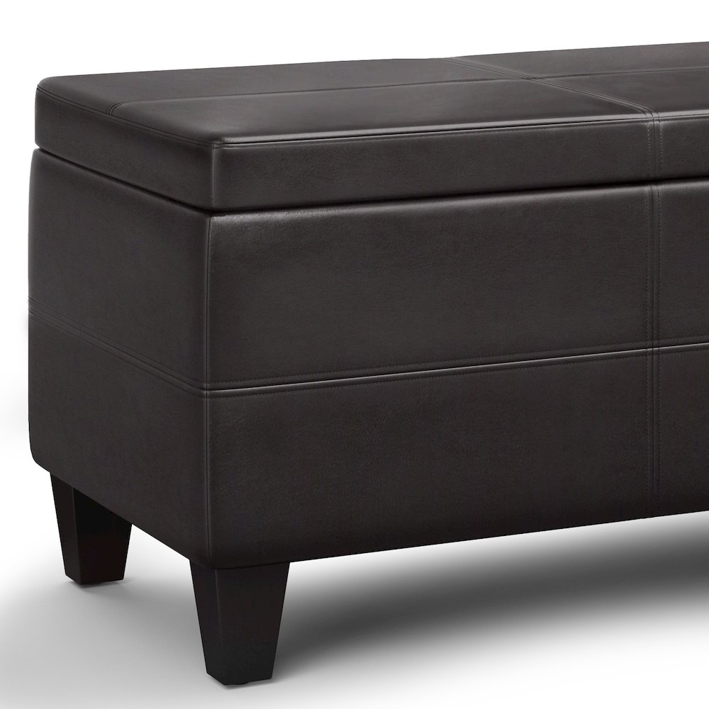 Avalon Lift Top Rectangular Storage Ottoman In Tanners Brown Vegan Faux Leather. Picture 2