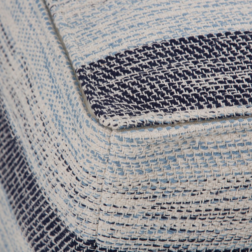 Clay Square Pouf In Patterned Blue Melange Cotton. Picture 4