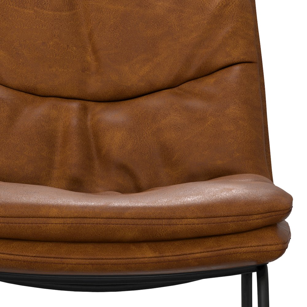 Mid Century Modern Bar Stool (Set Of 2) In Camel Brown Vegan Faux Leather. Picture 6