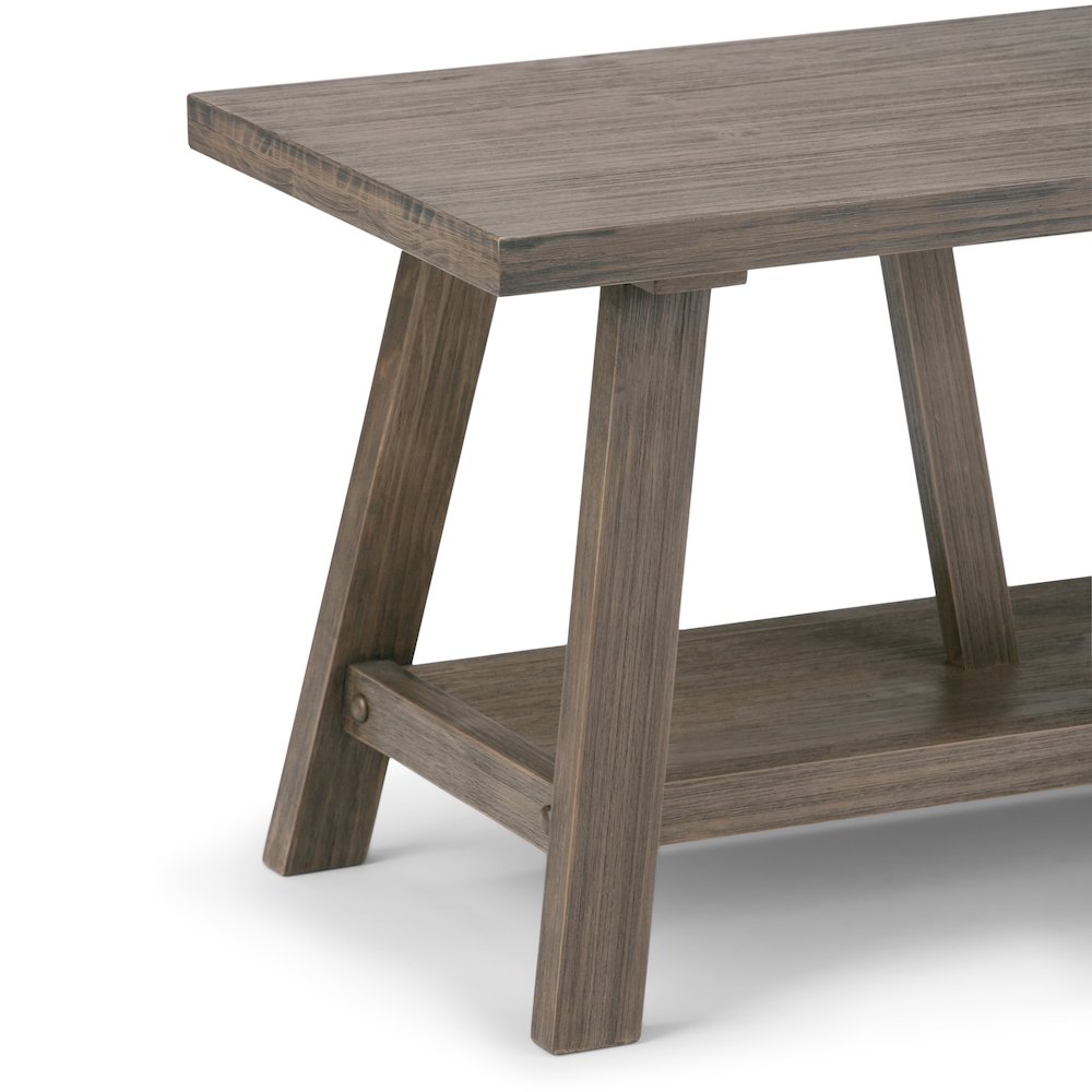 Dylan Solid Wood Entryway Bench In Driftwood. Picture 2