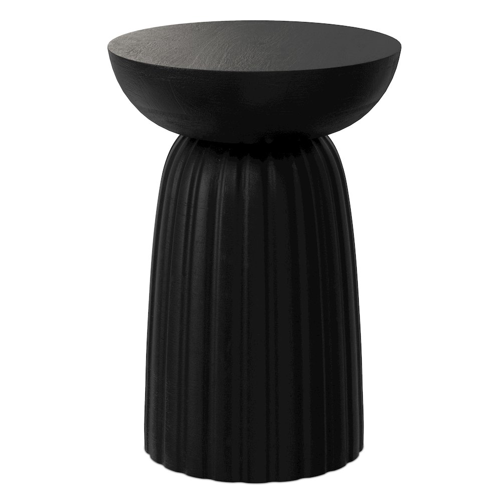 Boyd 13 inch Wide Solid Mango Contemporary Stripe Accent Table in Black. Picture 1