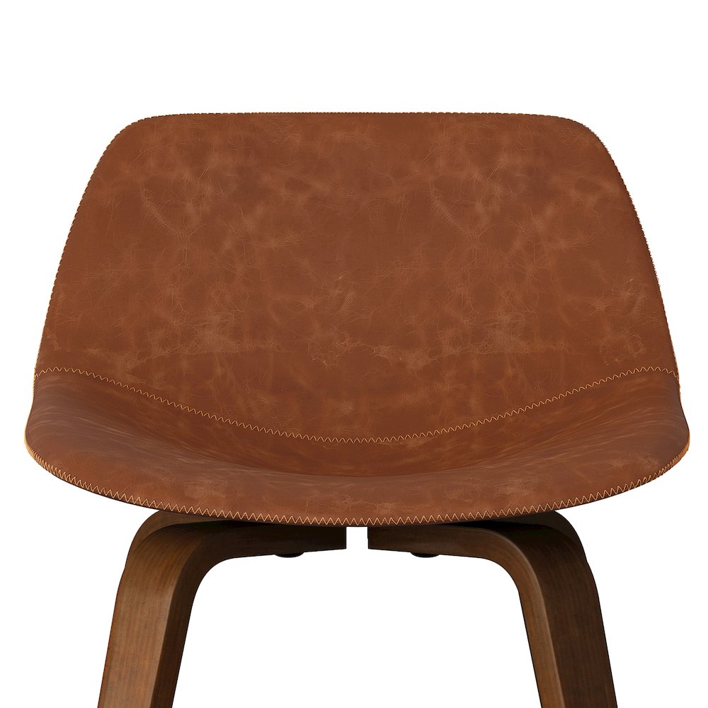 Randolph Bentwood Counter Height Stool (Set Of 2) In Deep Tan Vegan Faux Leather. Picture 2